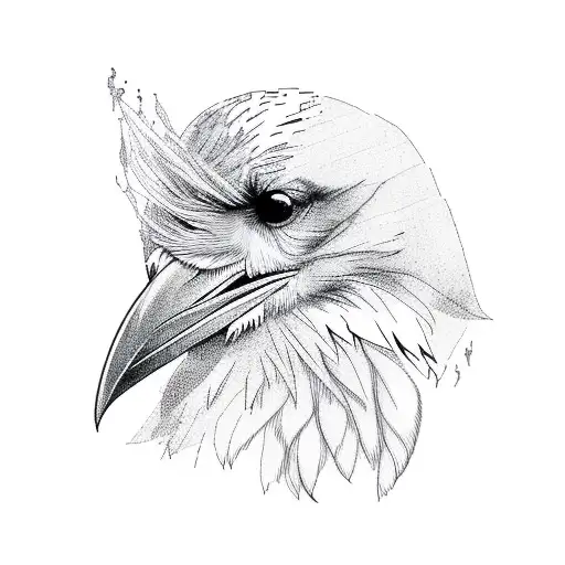 Raven Feathers Forming A Pixelated Pattern