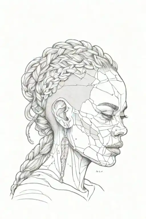 Woman Skull With Shaved Side And African Braids