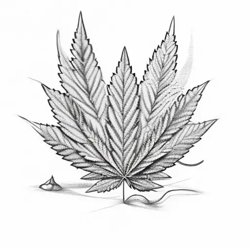 A Marijuana Leaf With Face That Walks And Lights A Cigar