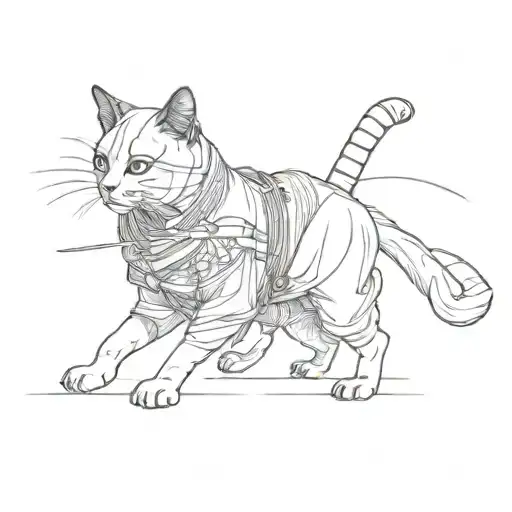 Siamese Cat Samurai Full Size