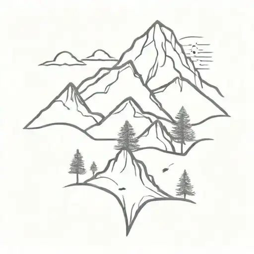 Mountain Nature Inspired Matching Tattoo Design