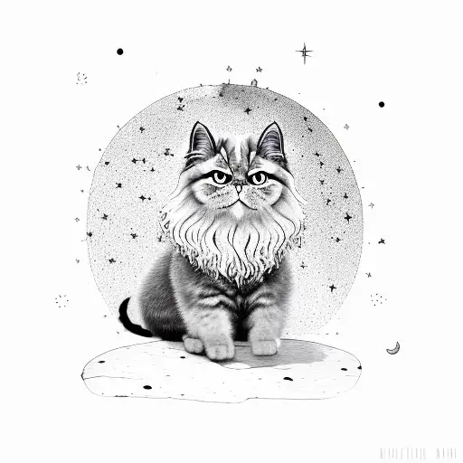 A Majestic Persian Cat Blending Into A Starry Night Sky