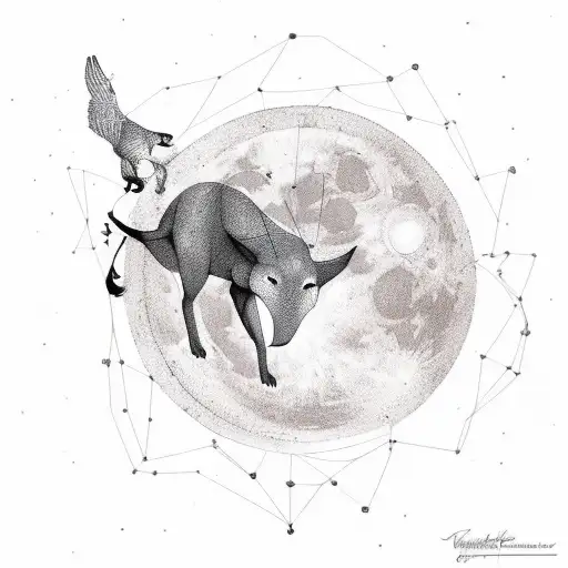 A Constellation Of Animal Silhouettes Forming The Shape Of A Moon