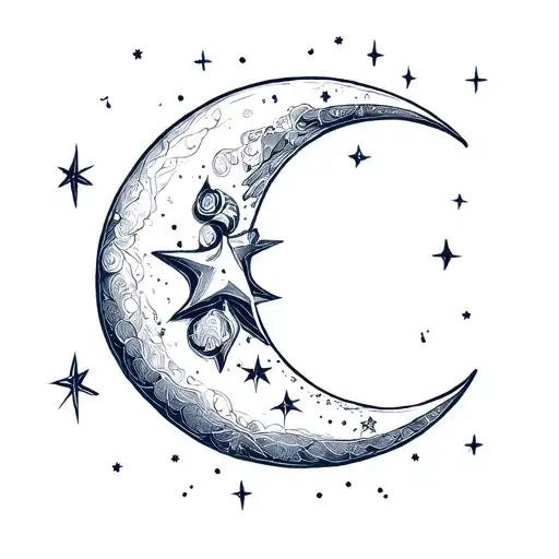 Card Moon Stars Inverted