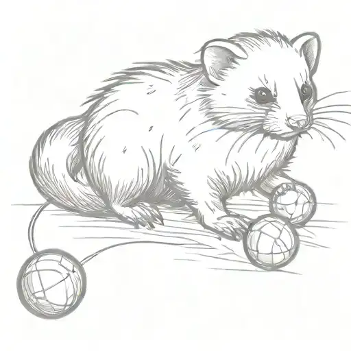 A Little Ferret Playing With A Ball