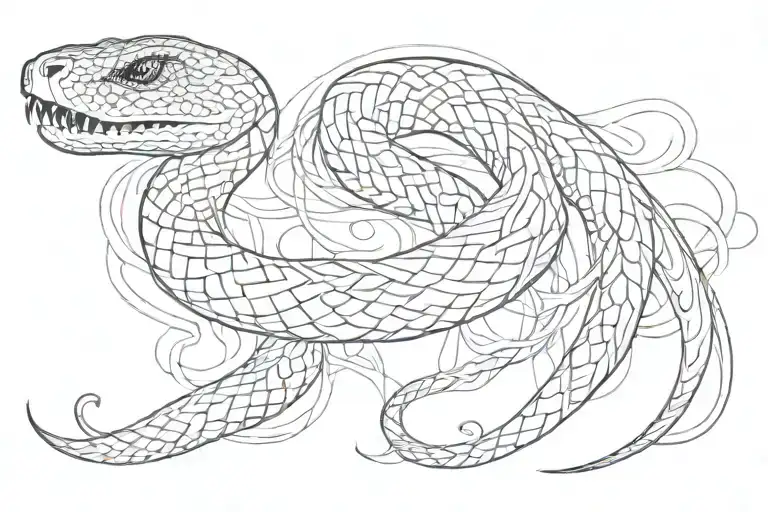 One Line Snake On Collarbone