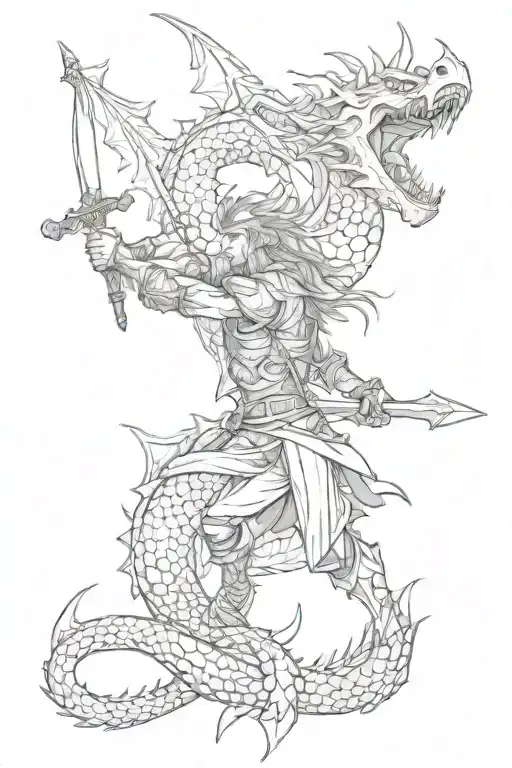 Warrior Battling A Dragon