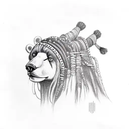 Tribal Girl With Dreads Wearing Bear Hide