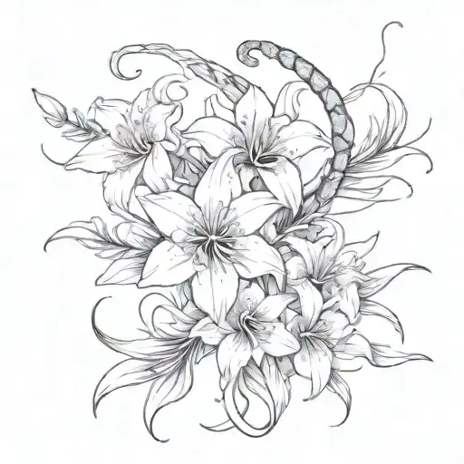 Spider Lily And Snake Coiling