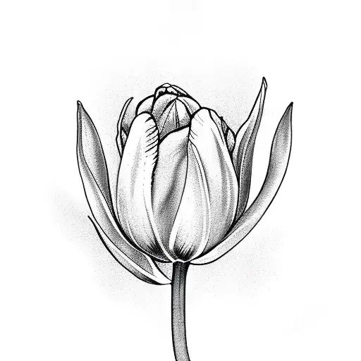 Full Tulip With Leaf