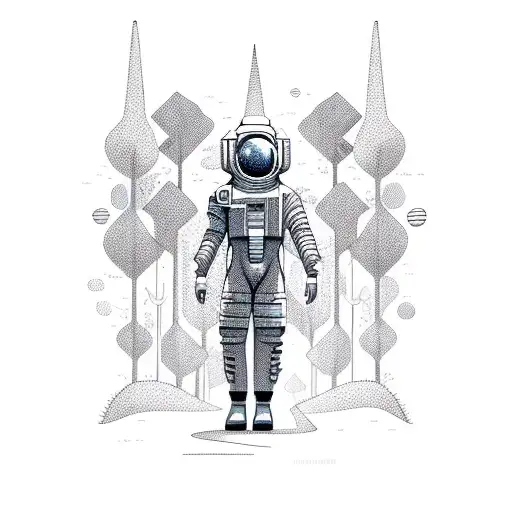 A Futuristic Astronaut Exploring A Vibrant Alien Jungle