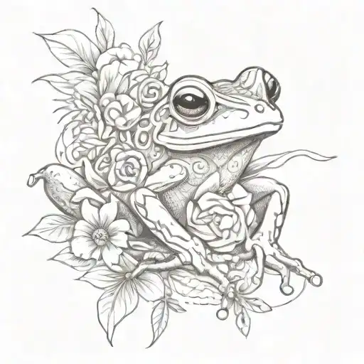 Taino Coqui Frog With Flower And Cross Necklace Wrapped Around