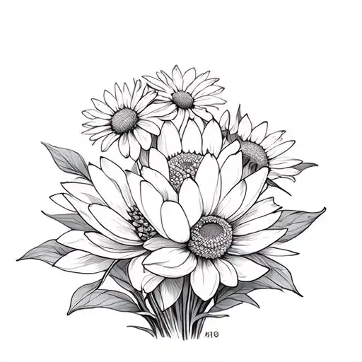 Lotus Marigold Daisy Bouquet