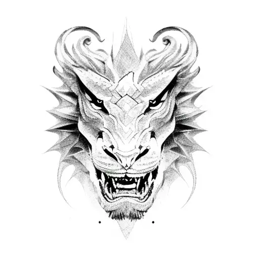 Dragon Head With A Lion