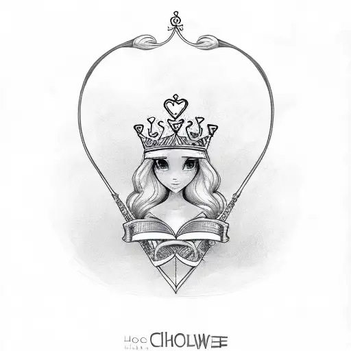 The Name Chloe With A Heart And Crown In Cursive