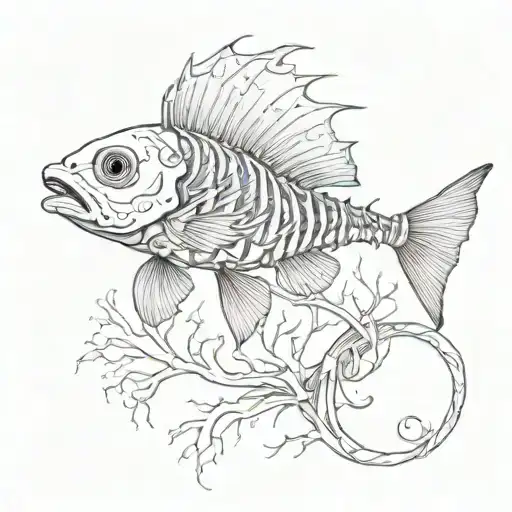 Fish Skeleton On Scar