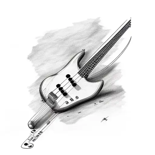 Bass Guitar Covered In Notes