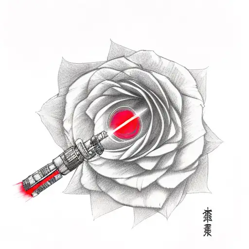 Red Lightsaber With Floral Background