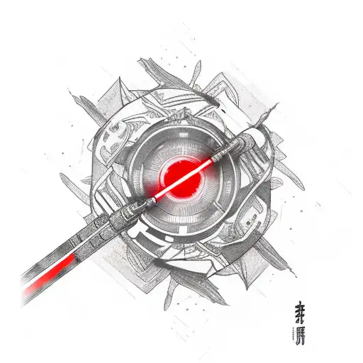 Red Lightsaber With Floral Background