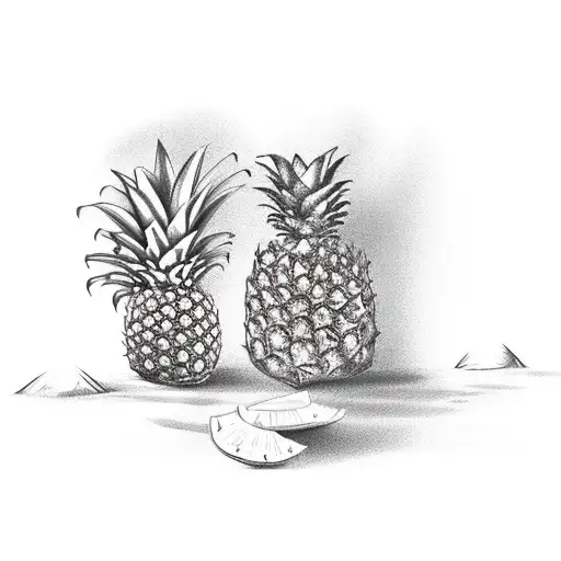 Pineapple With Palm Tree