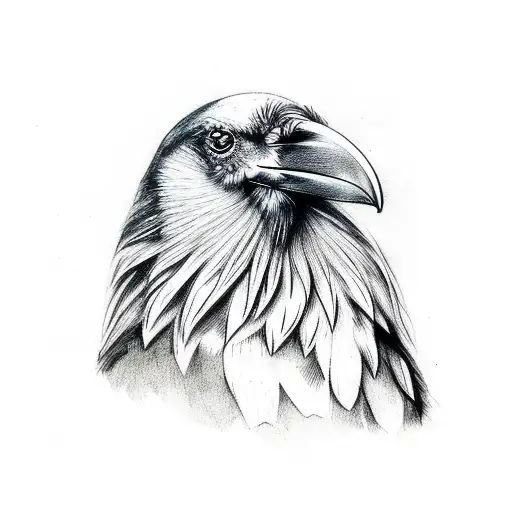 Realistic Raven With Viking Symbology