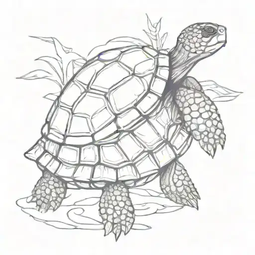 Turtle With Rock Looking