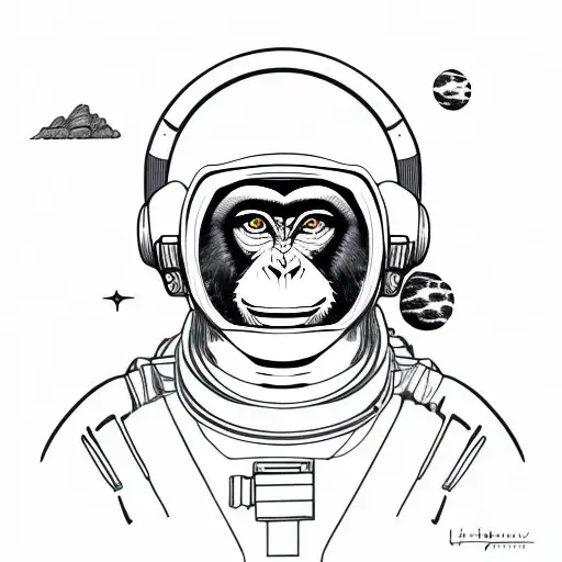Realistic Monkey With A Astronaut Suit