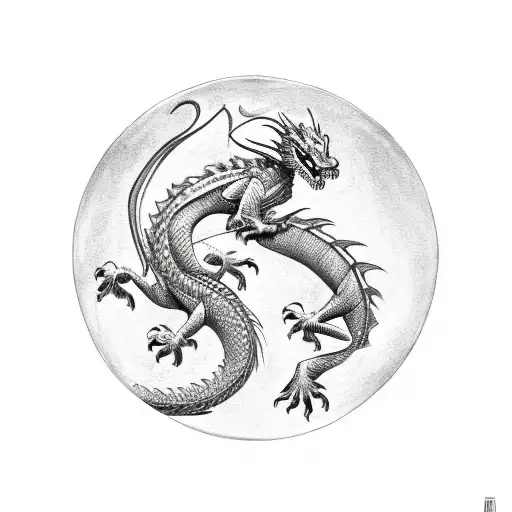 Dragon Inside A Circle Figure