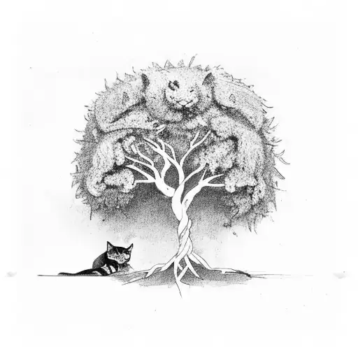 A Coffee Bean Tree With Cats Lounging On Its Branches