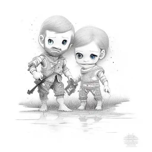 Stick Style Two Kids Side By Side