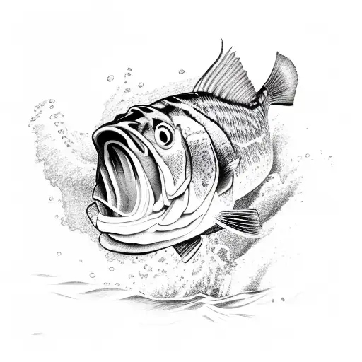 A Detailed Sketch Of A Largemouth Bass Jumping Out Of The Water
