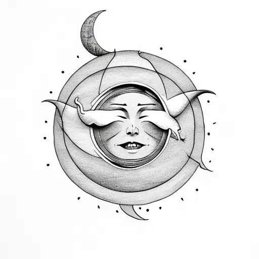 Sun And Moon Superimposed Without Faces