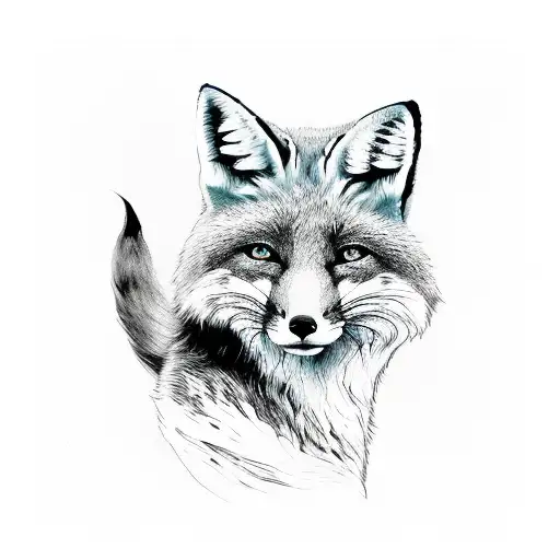 Full Body Fox Silhouette With Long Tail