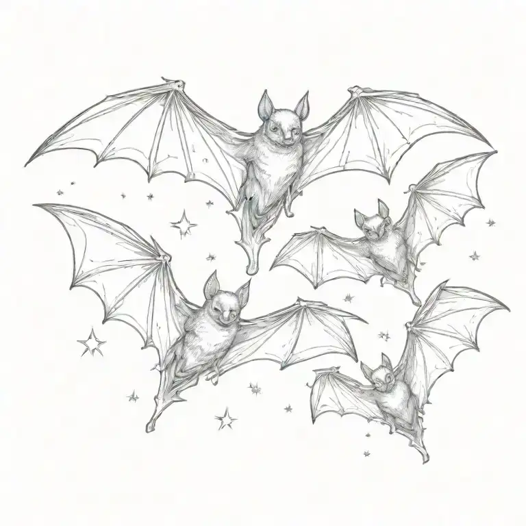 Three Bats Flying With Sparkles