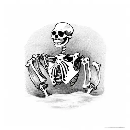 Pirate's Skeleton With A Treasure Chest