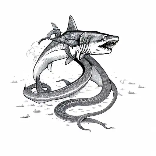 Snake And Shark Attacking Each Other Sleeve