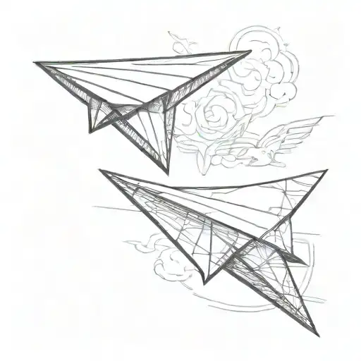 Two Paper Airplane Flying Together