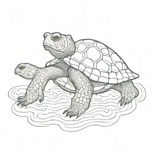 Bear Head Turtle Swimming 25 Combined With Letters Dogfoot