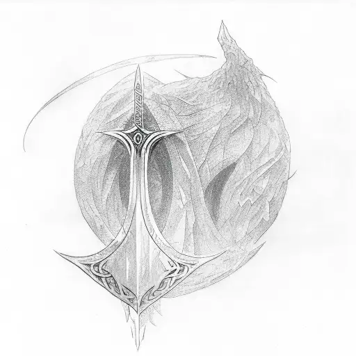 Tolkien Logo As Hilt Of Isildur's Sword