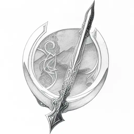 Tolkien Logo As Hilt Of Isildur's Sword