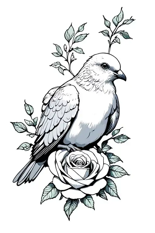 Dove Sitting Ontop Rose Mandala