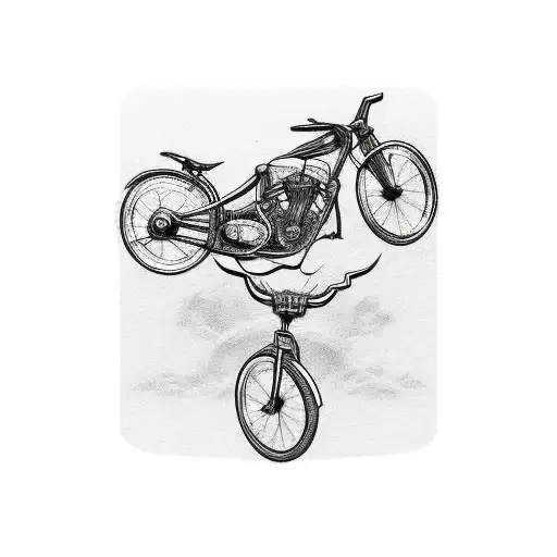Cartoon Character And Bikes Couple Tatto