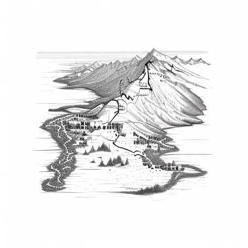 A Sketch-style Map Of New Zealand With Hiking Trails And Snowboard Tracks