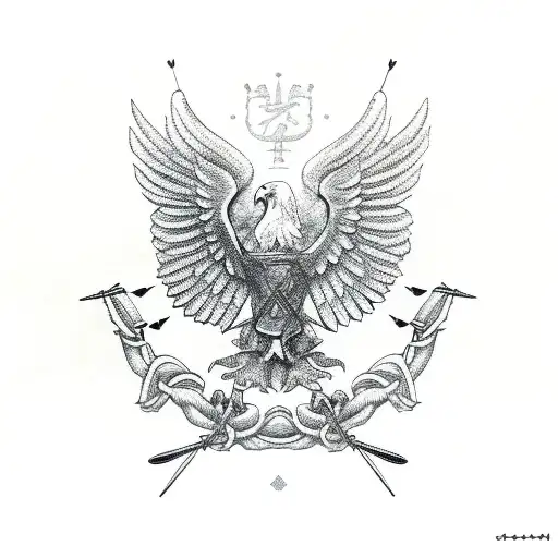 Double Headed Eagle Holding Arrows In Its Claws