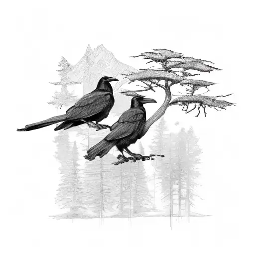Raven And A Forest