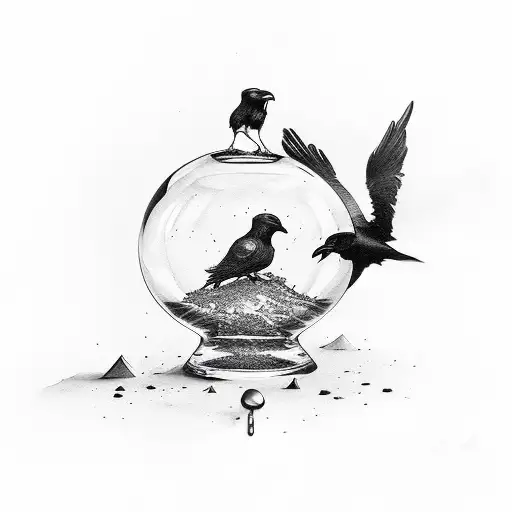 Hourglass With Raven And Smoke