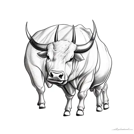 A Sketch-style Illustration Of A Bull With A Weight Scale Balanced On Its Horns