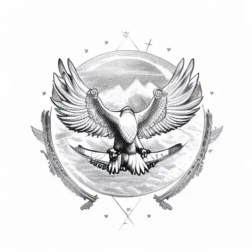 Eagle Hunting With Its Wings Spread