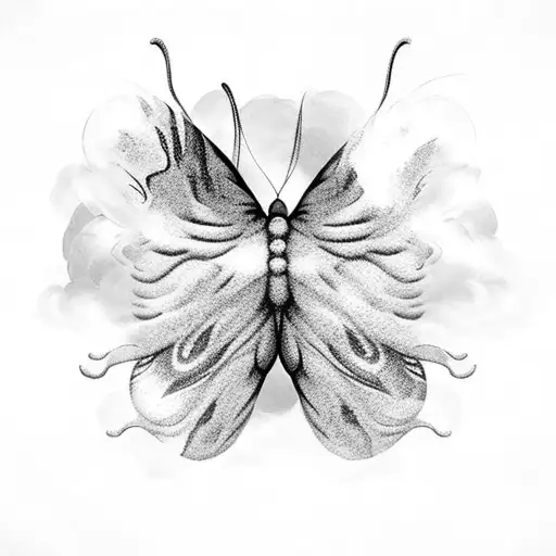 Butterfly Wings Made Of Intricate Cloud Patterns