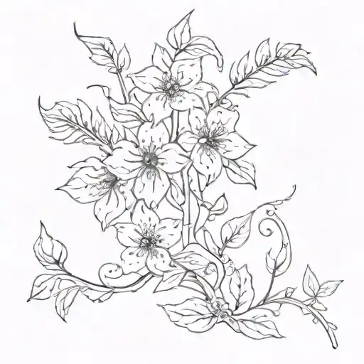 March Birth Flower Minimalist Vine